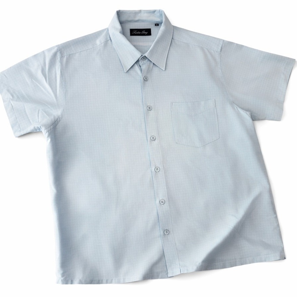 Milano Bay Mens XL Light Blue Button Front Shirt Short Sleeve Casual Dress Shirt